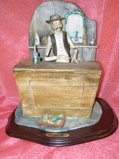 Image for Fontana (V. Fontana) “The Bartender” Old West Saloon-Keeper Limited Edition #13/300 Sculpture + Display Stand + COA <b><span style='color:red'>*****SHIPPING INCLUDED – DOMESTIC ORDERS ONLY!***** </span></b><span style='color:purple'>